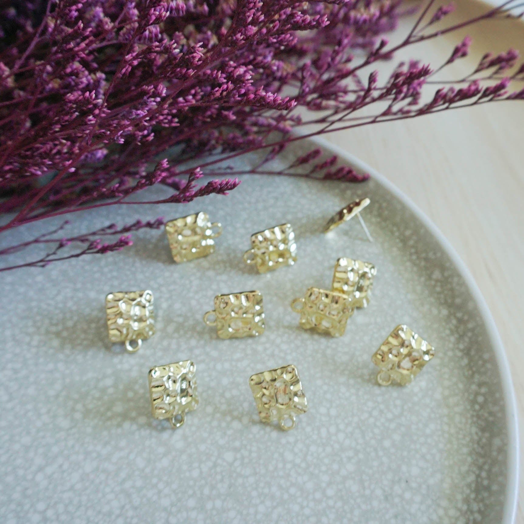 kitandco.com.au Tools "Hammered Square" - Earring Post (10 pcs)
