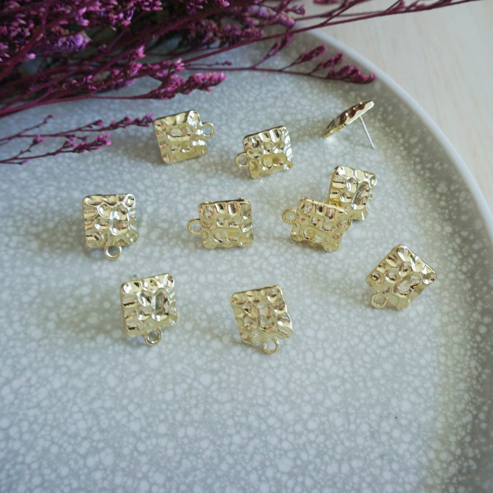 kitandco.com.au Tools "Hammered Square" - Earring Post (10 pcs)