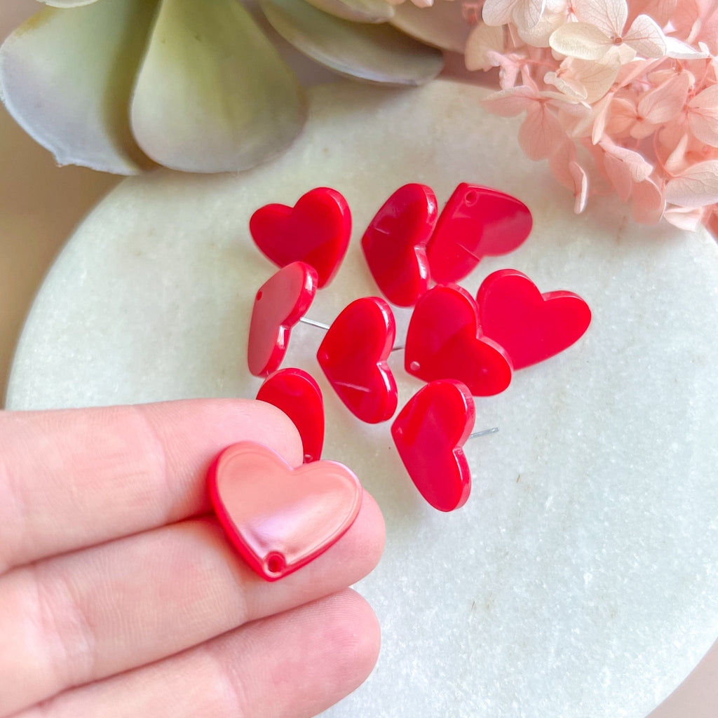 kitandco.com.au Tools Heart Acrylic Post - Red (10 pcs)