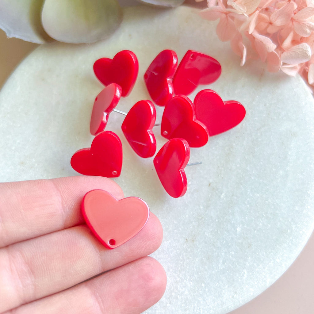 kitandco.com.au Tools Heart Acrylic Post - Red (10 pcs)