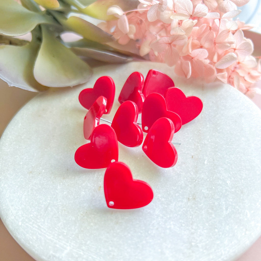 kitandco.com.au Tools Heart Acrylic Post - Red (10 pcs)