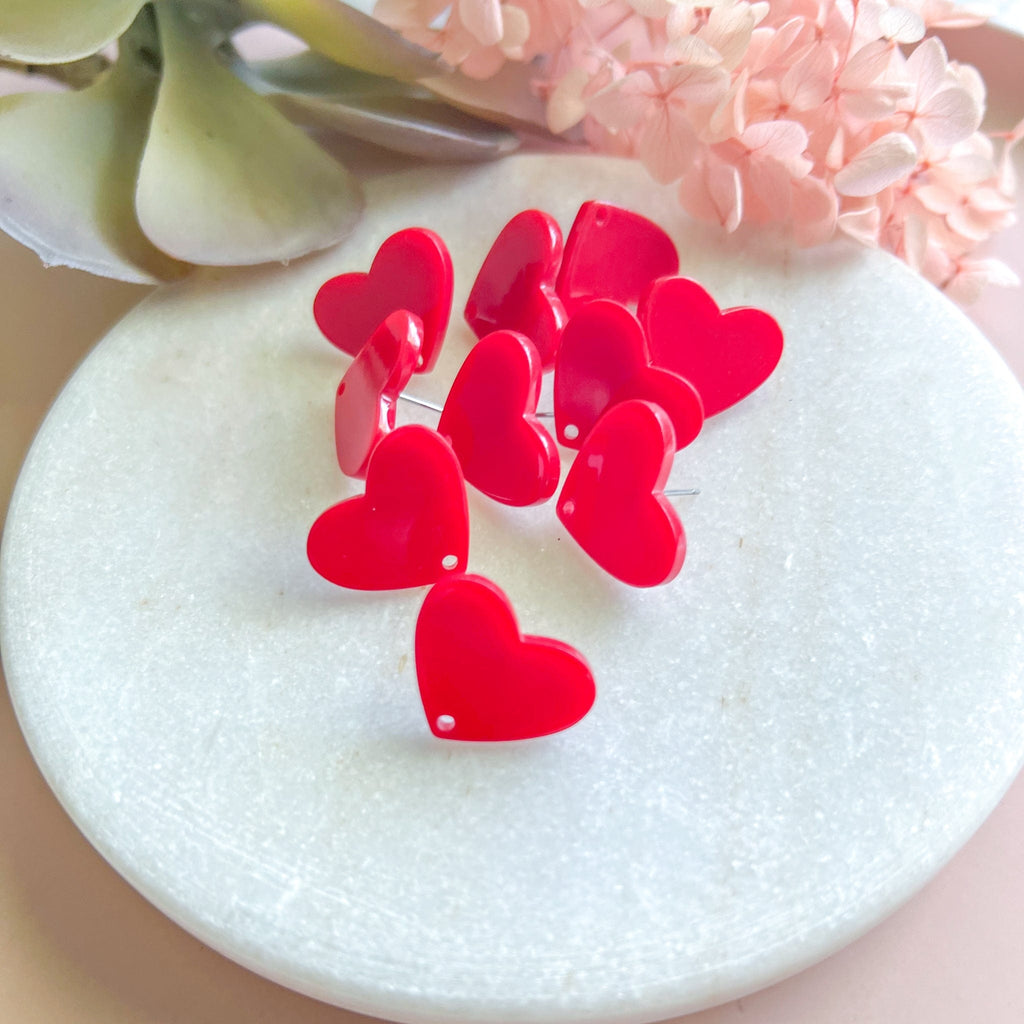 kitandco.com.au Tools Heart Acrylic Post - Red (10 pcs)