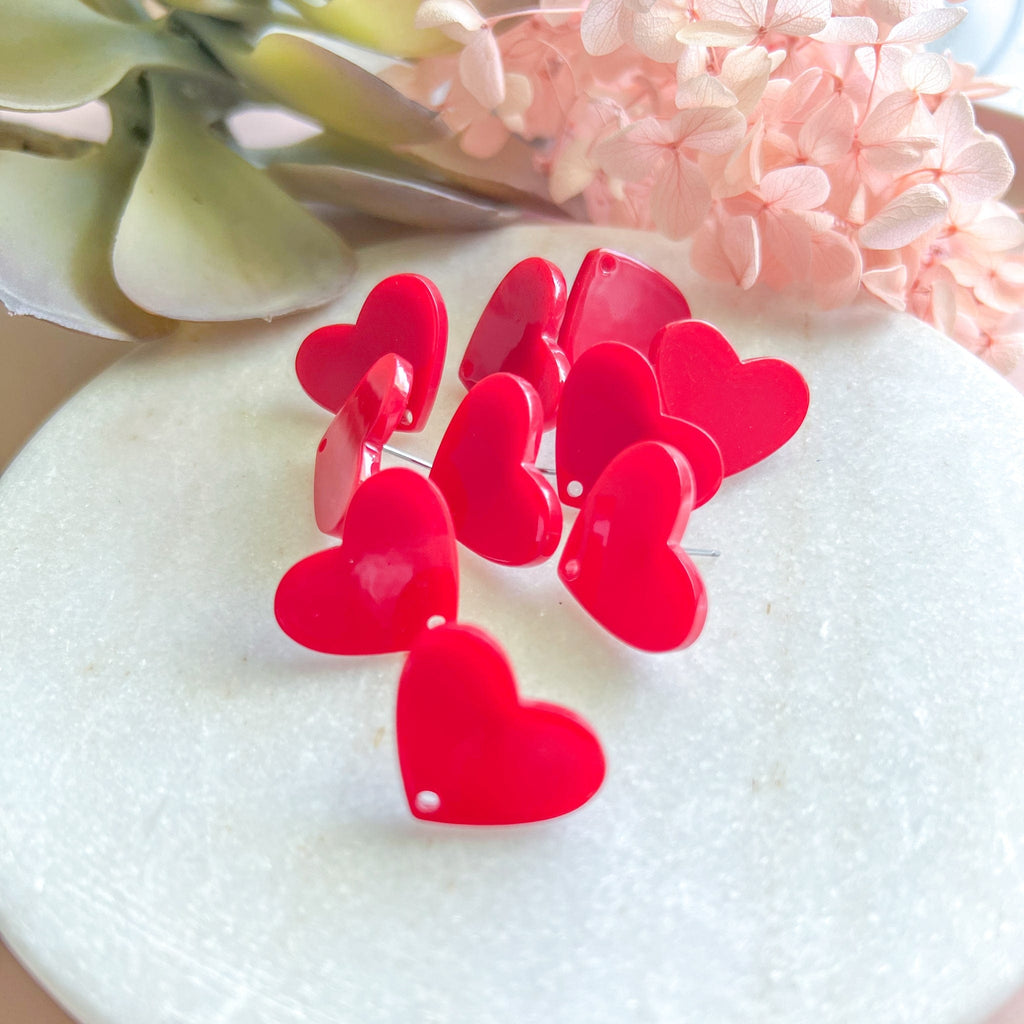 kitandco.com.au Tools Heart Acrylic Post - Red (10 pcs)