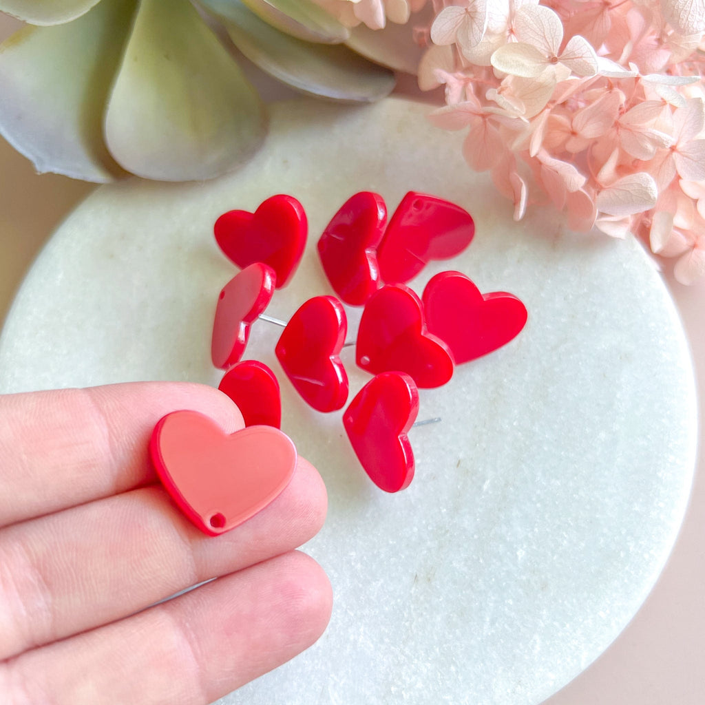 kitandco.com.au Tools Heart Acrylic Post - Red (10 pcs)