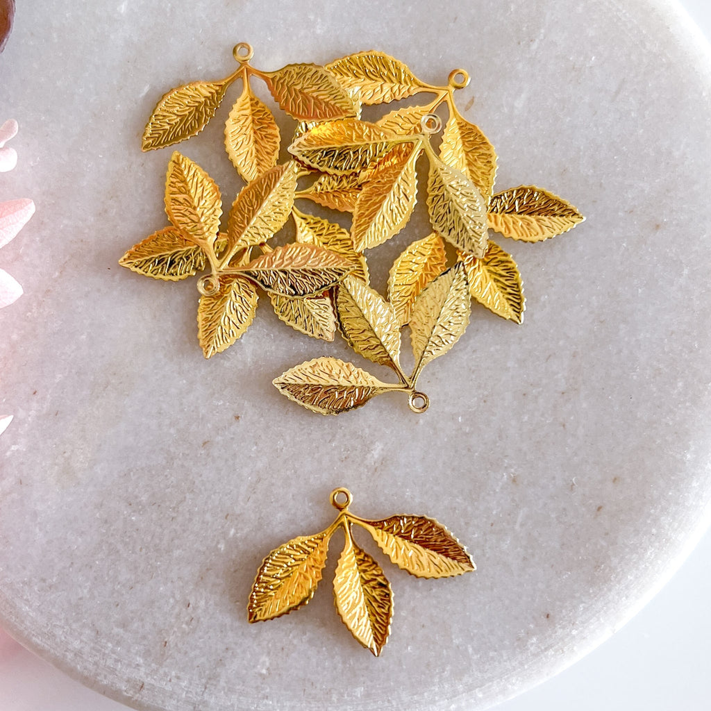 kitandco.com.au Tools Three Leaf Brass Charm - 10 pcs